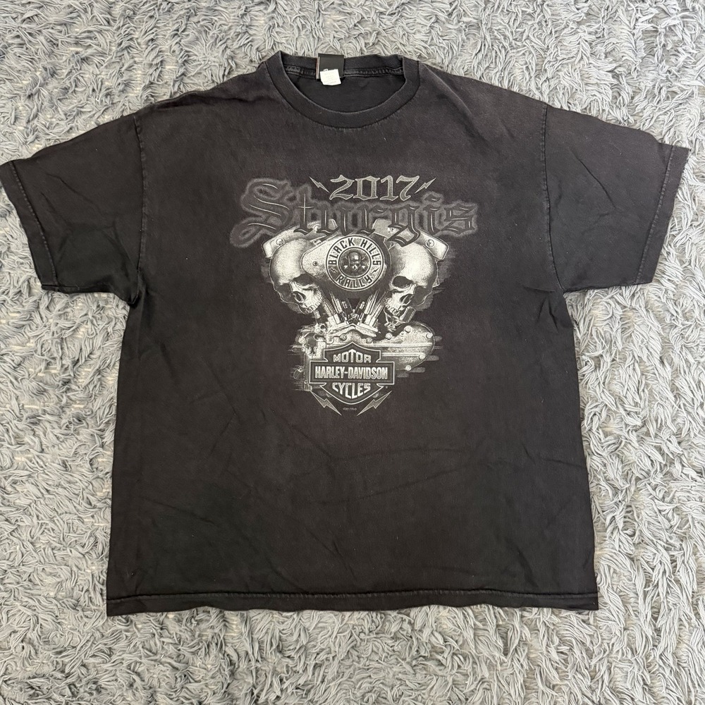 Harley Davidson Sturgis Engine Skull Shirt Men's Size 2xl Hill City Faded